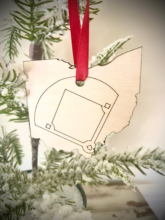 Baseball State Shape Wood Ornament & Gift Tag | Custom State | Baseball Gift | Coach Gift