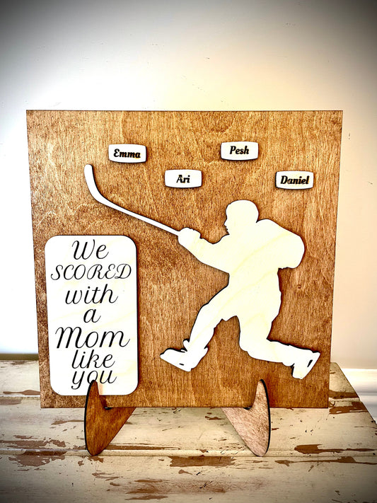 Custom Hockey Wood Plaque | Mother's Day, Birthday & Christmas Gift