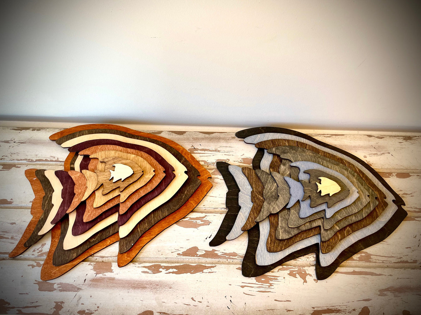 Stacked Tropical Fish 3D Wood Table & Wall Art | Multi-Color