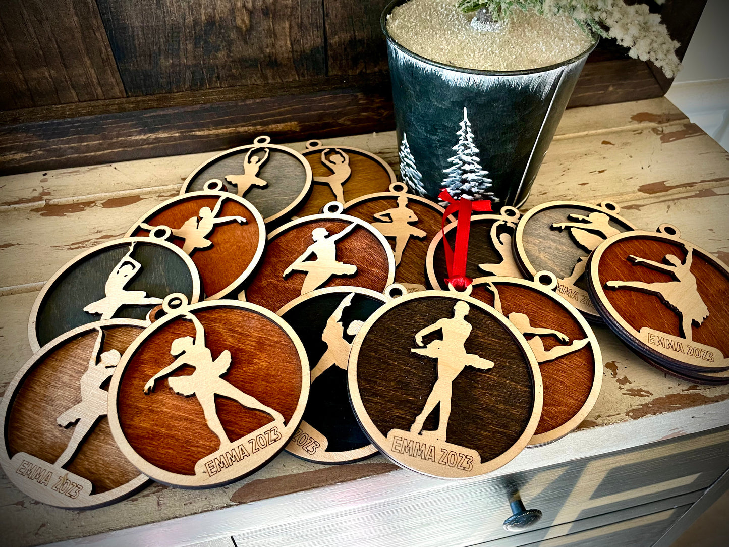 Ballet Dancer Personalized 2-Layer Wood Christmas Ornament & Gift Tag | Multiple Finishes | Dance Gift (#12)