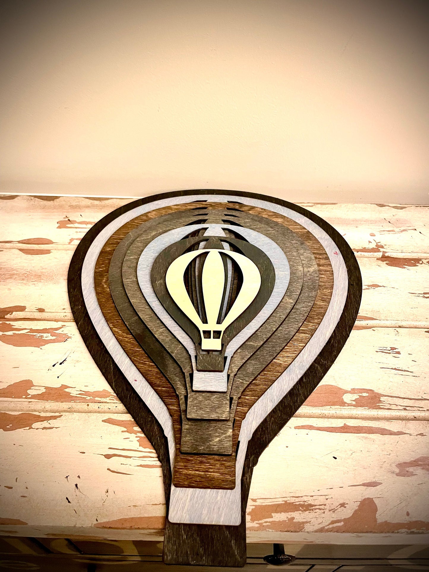 Stacked Hot Air Balloon 3D Wood Table & Wall Art | Multi-Color