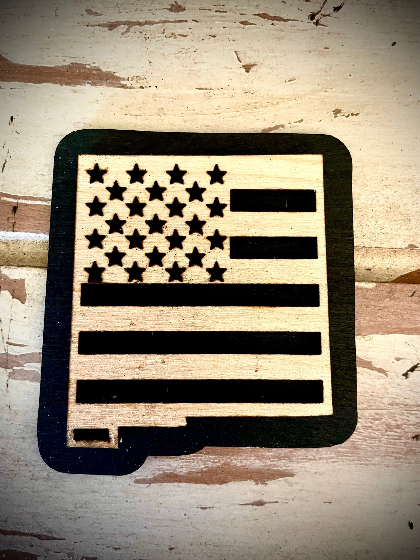 New Mexico US Flag 2-Layer Wood Refrigerator Magnet | 12 Finishes | Patriotic Gift