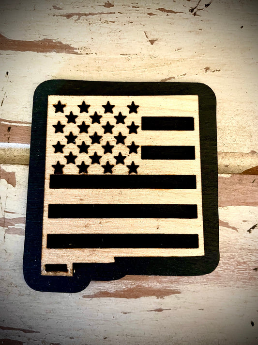 New Mexico US Flag 2-Layer Wood Refrigerator Magnet | 12 Finishes | Patriotic Gift