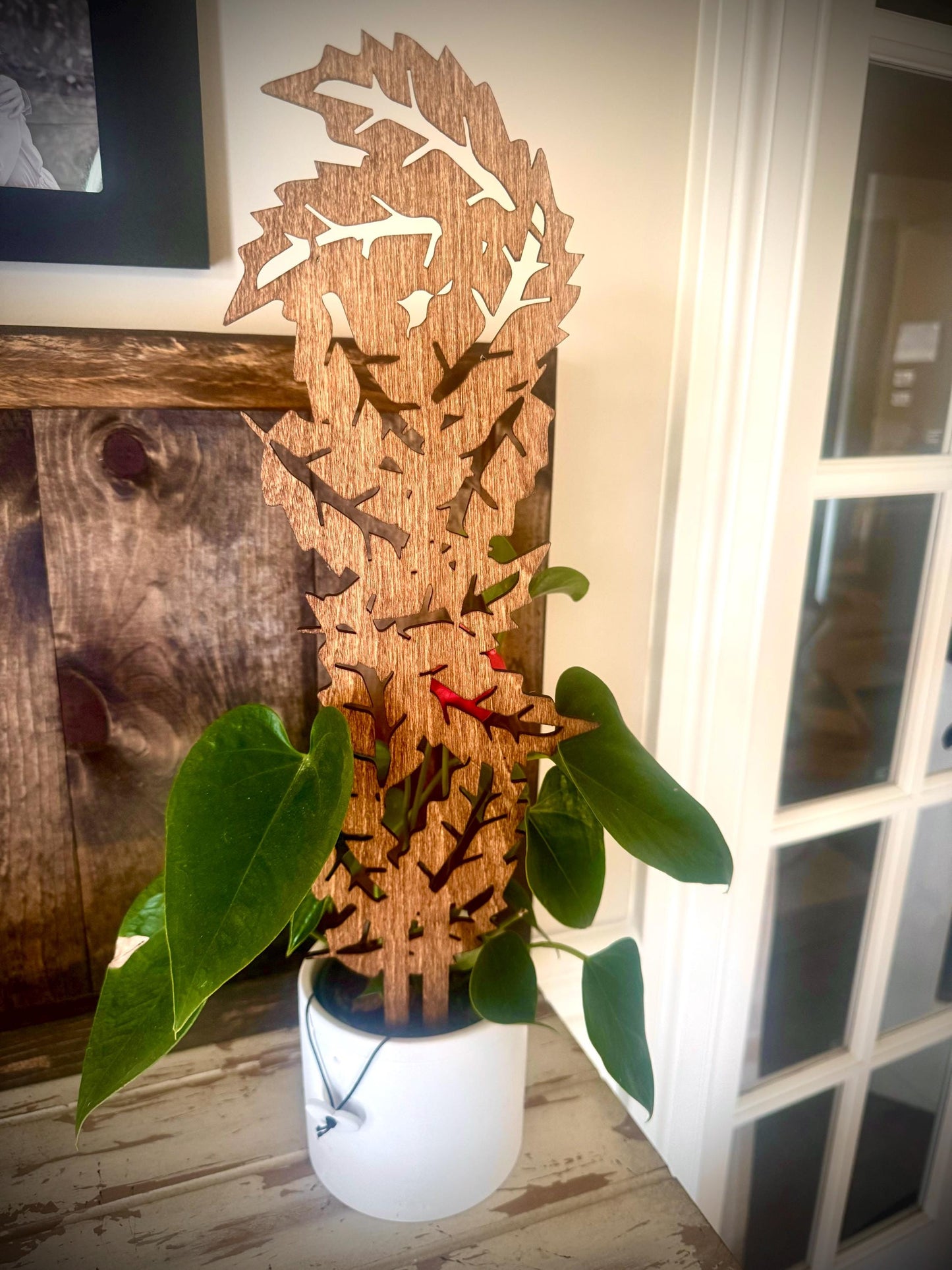 GIANT 18" Boho Indoor Plant Trellis | Oak Leaves | 12 Finishes