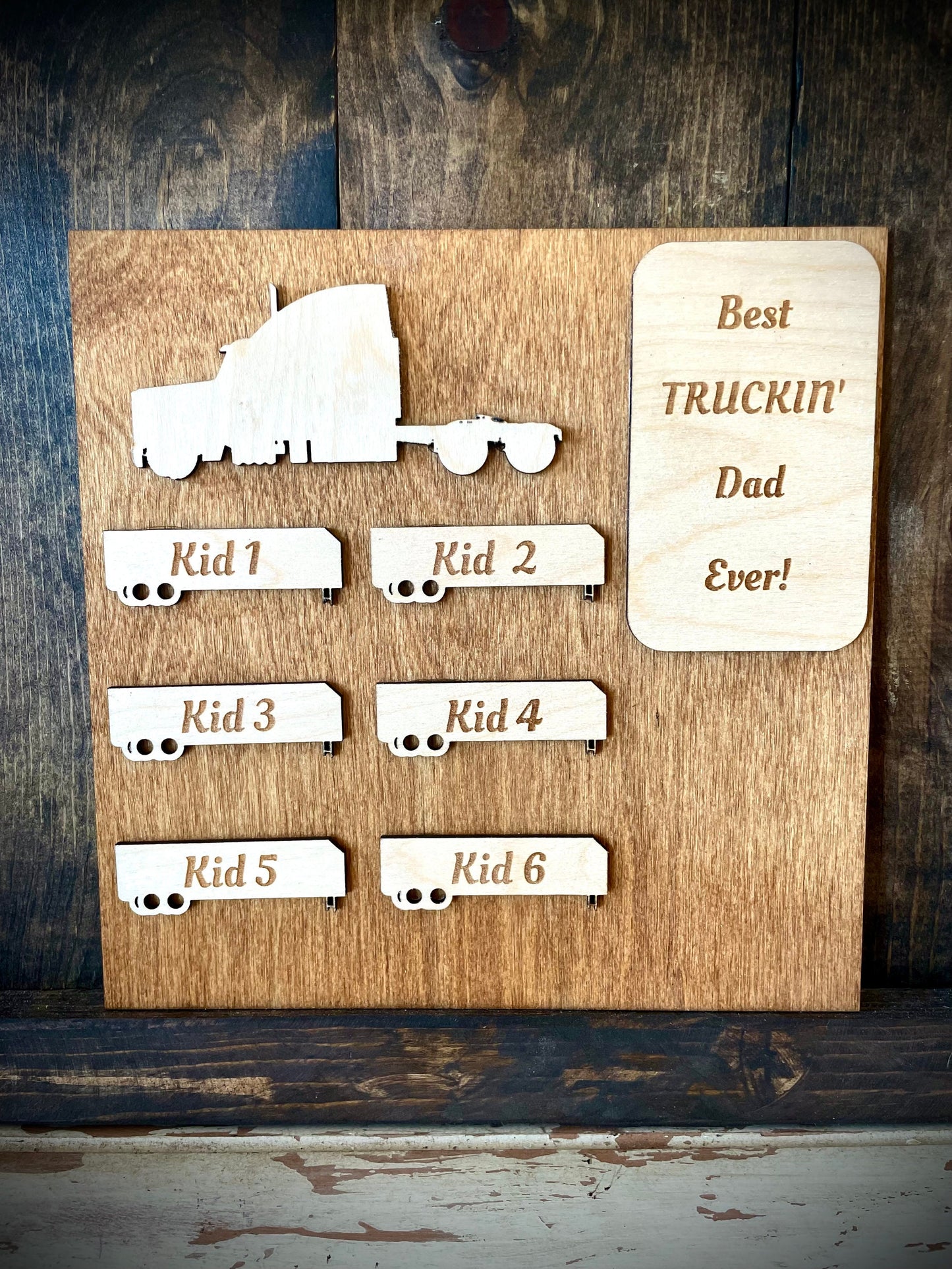 Custom Truck & Trailer Wood Plaque | Truck Driver Gift | Father's Day, Birthday & Christmas