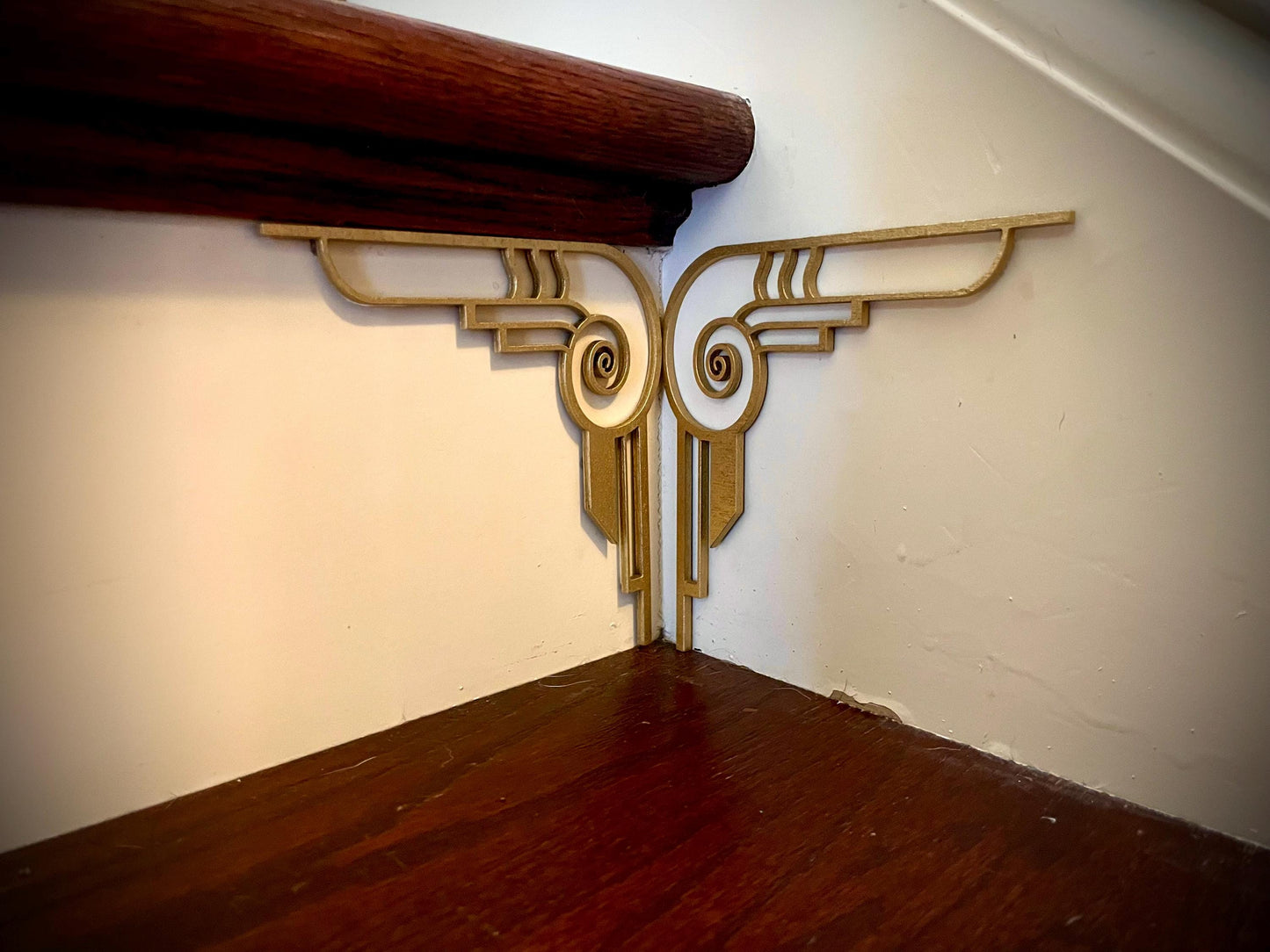 Art Deco art deco staircase corner accents / embellishments (set of 4) available in multiple finishes- style W