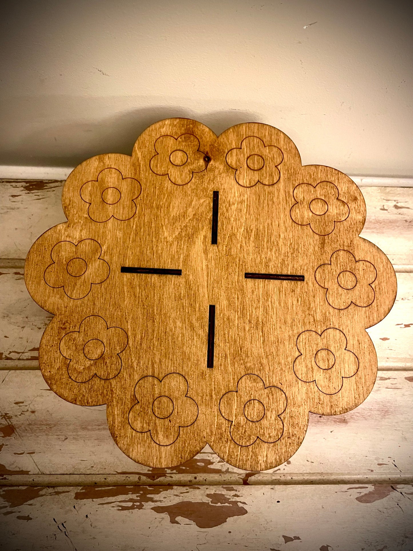 Large Boho Floral Wood Indoor Plant Stand | Very Sturdy | 12 Finishes | Style C