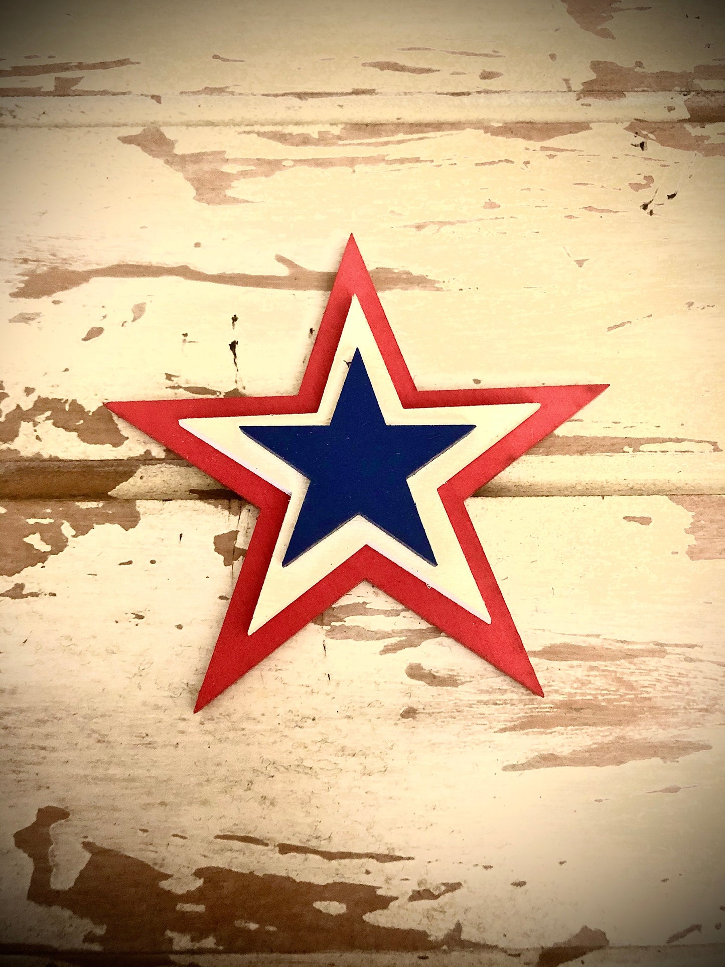 Stacked Stars Wood Refrigerator Magnet | Multi-Color | Patriotic Decor