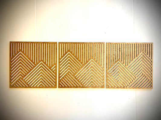 Mountain Landscape 3-Panel Wood Wall Art - full set view