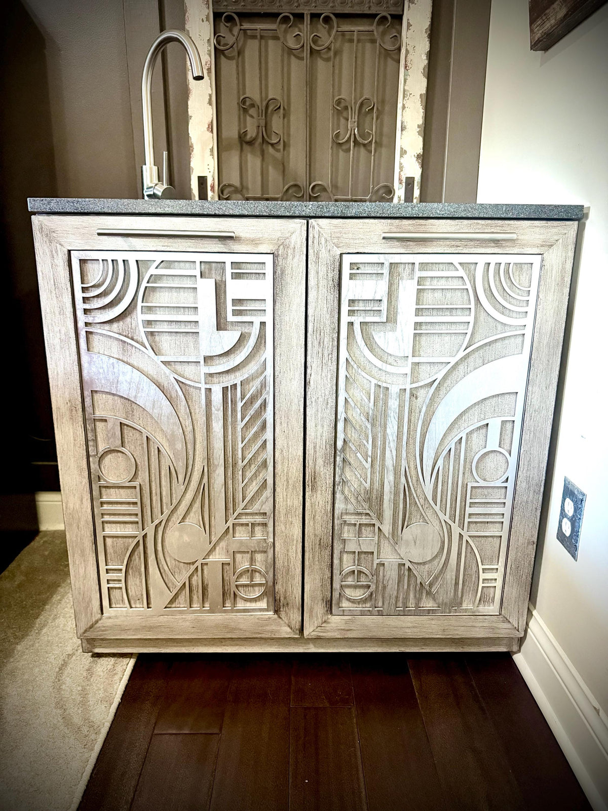 Art Deco Geometry Kitchen & Bathroom Cabinet Facing Panels | Custom Sized | Raw, Primed & Finished | Style 001