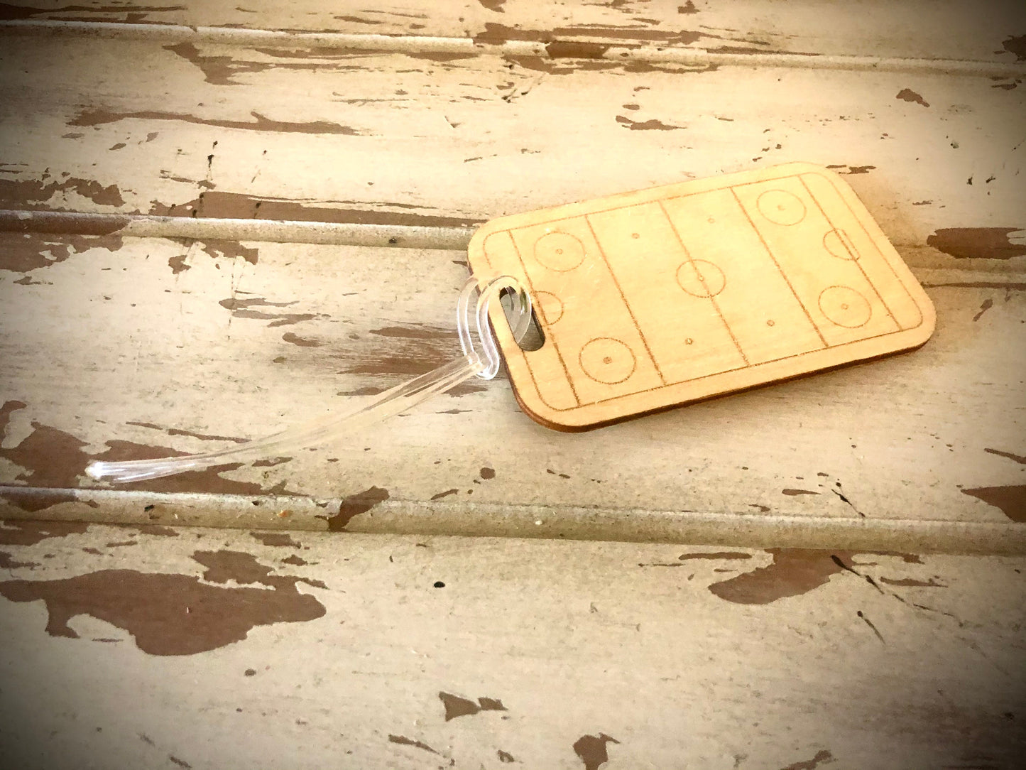 Hockey Rink Wood Bag Tag | Personalized Luggage Tag | Custom Hockey Gift