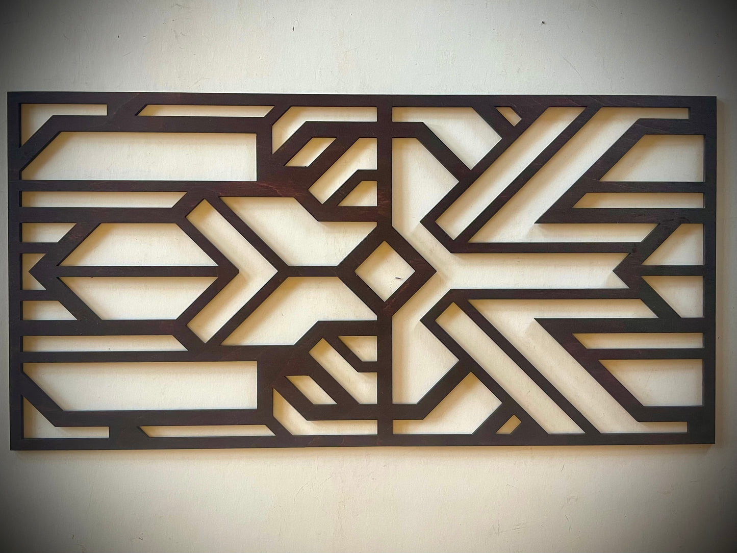 Boho Modern Art Deco Geometry wood wall art, 3 panel set in multiple sizes and finishes, Style M