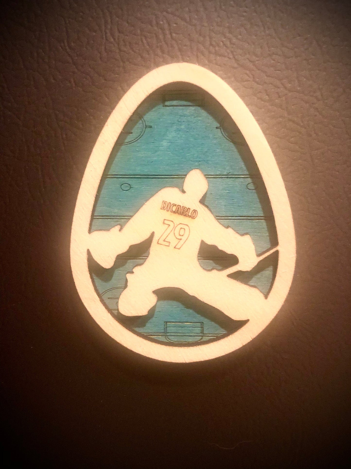 Personalized Hockey Goalie Easter Egg Magnet | Engraved Name & Number | Easter Gift