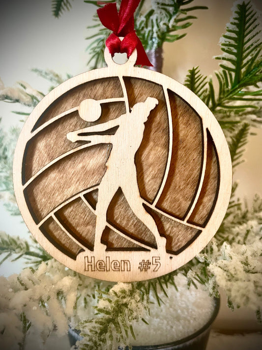 Volleyball Player Personalized 2-Layer Wood Christmas Ornament & Gift Tag | Multiple Finishes | Volleyball Gift (#9)