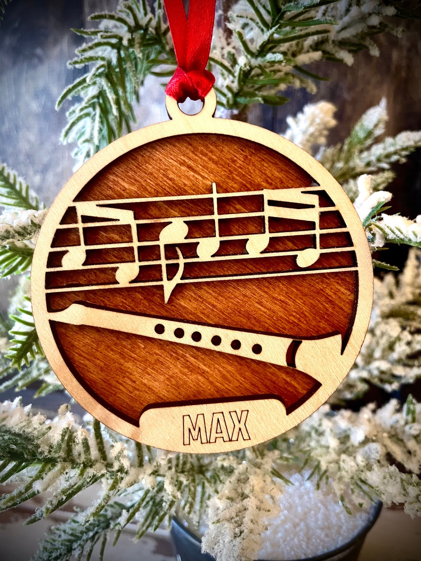 Clarinet Personalized 2-Layer Wood Christmas Ornament & Gift Tag | Multiple Finishes | Music Gift