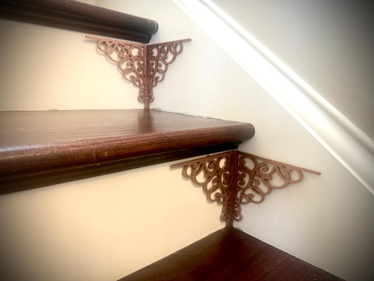 Art Nouveau Wood Staircase Accents | Set of 4 | 15 Finishes | Style B