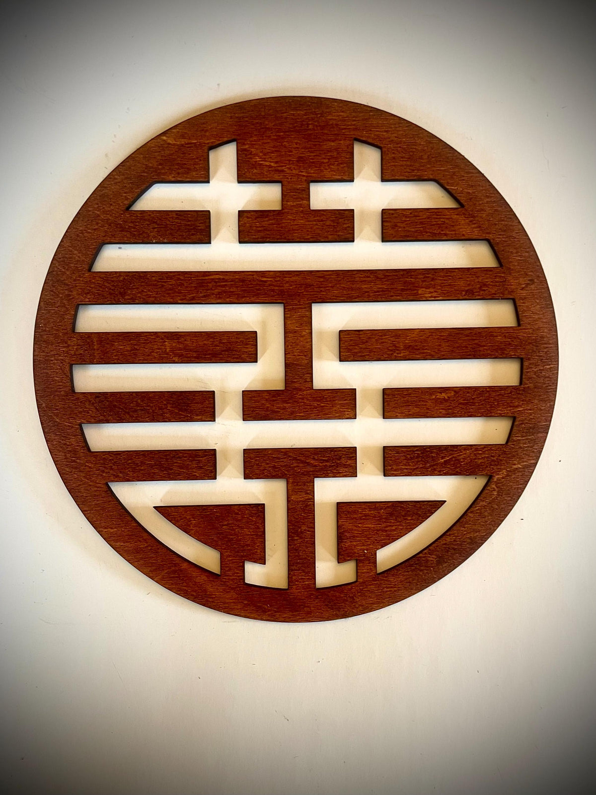 Boho Modern Chinese Feng Shui Geometric Wood Wall Art | 4-Panel Set | 15 Finishes | Fu, Xi Shou & Lu