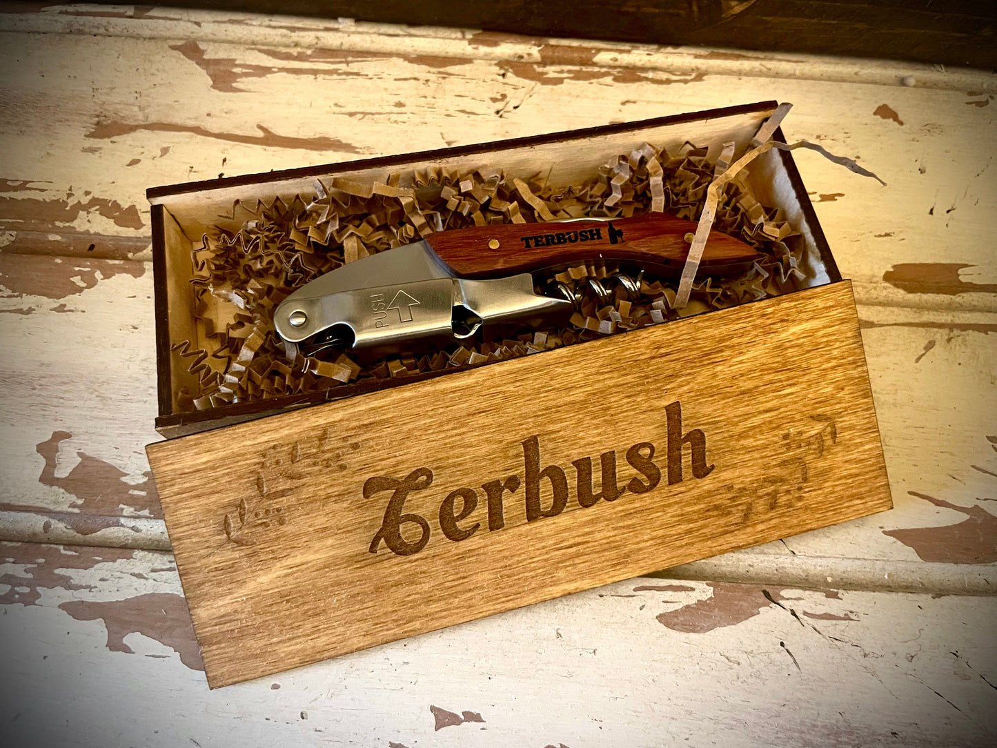 Custom Engraved Wood Wine Key & Corkscrew | Personalized Wine Opener Gift