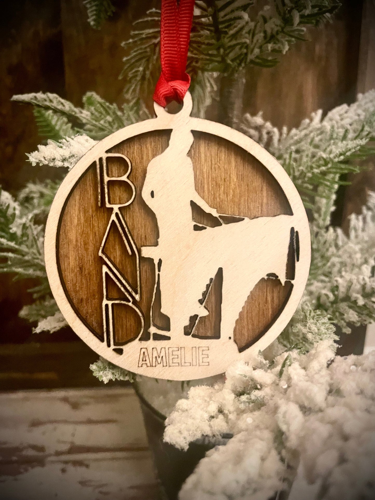 Marching Band Marimba Xylophone Player Personalized 2-Layer Wood Christmas Ornament & Gift Tag | Multiple Finishes | Music Gift