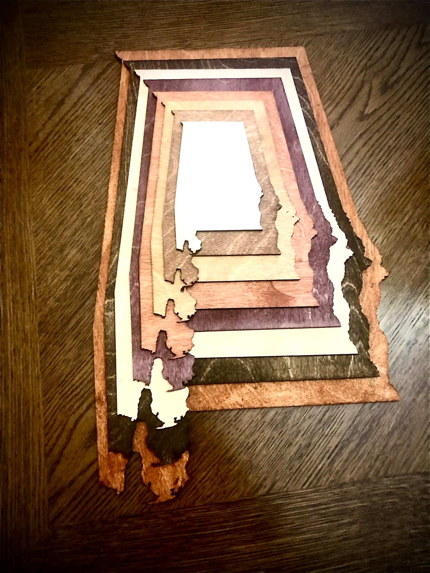Alabama Stacked State 3D Wood Table & Wall Art | Multi-Color