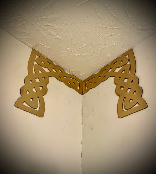 Celtic Knot Wood Corner Accent & Trim | Set of 2 | Multiple Sizes & Finishes