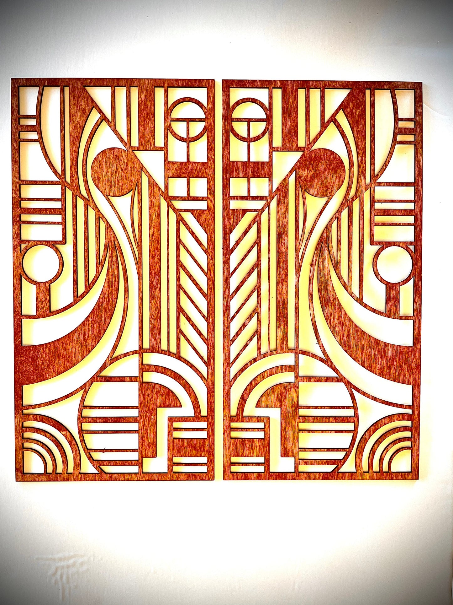 Boho Modern Art Deco Art Deco Geometry wood wall art, 2 panel available in multiple sizes and finishes, decor wall art