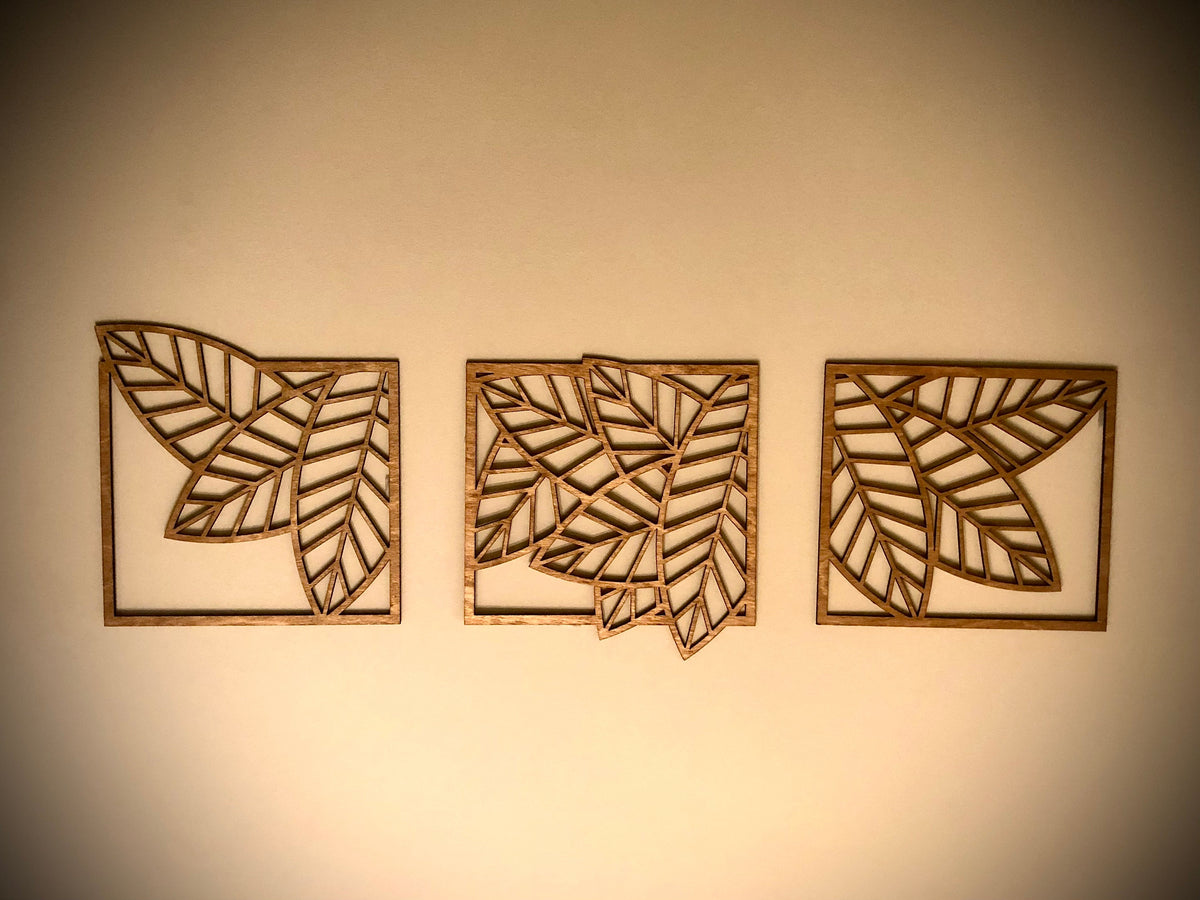 Boho Monstera & Banana Leaf Tree Wood Wall Art | 3-Panel Set | Multiple Finishes