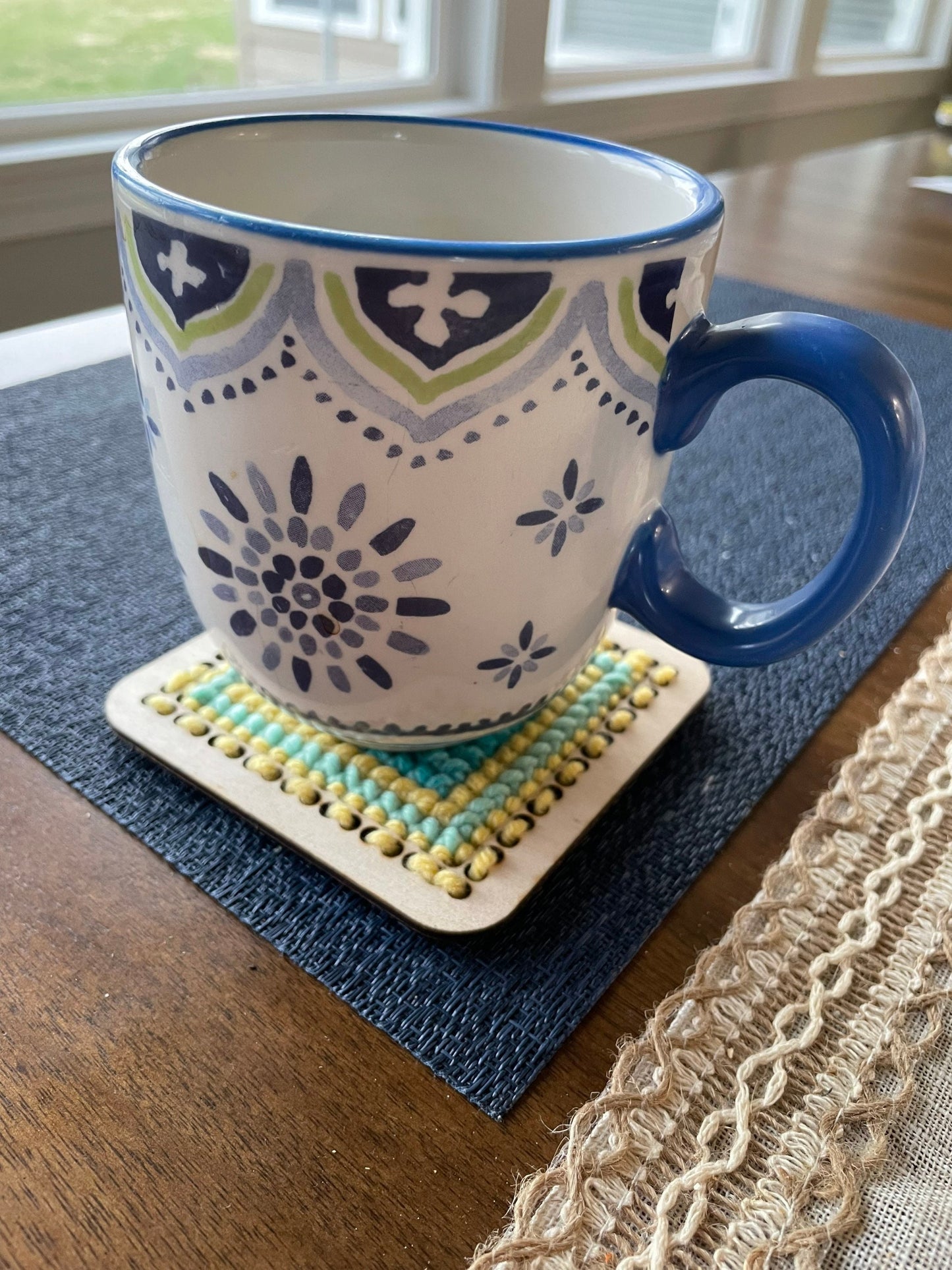 Cross Stitch 4" Wood Coaster Blanks | Extra Large Holes for Yarn | Single or Bulk