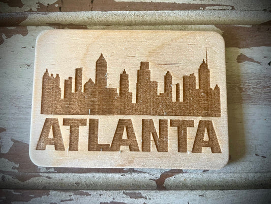 Atlanta Skyline Wood Magnet | City Souvenir | 3.5" x 2.5"