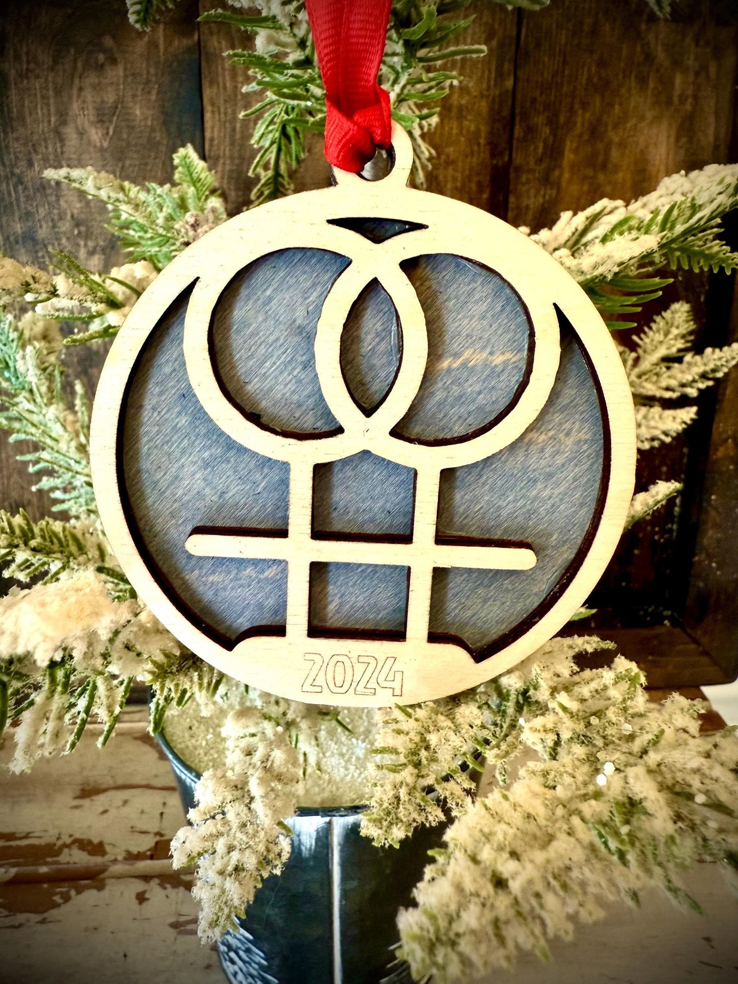 Lesbian Symbol Personalized 2-Layer Wood Christmas Ornament & Gift Tag | Multiple Finishes | Pride Gift