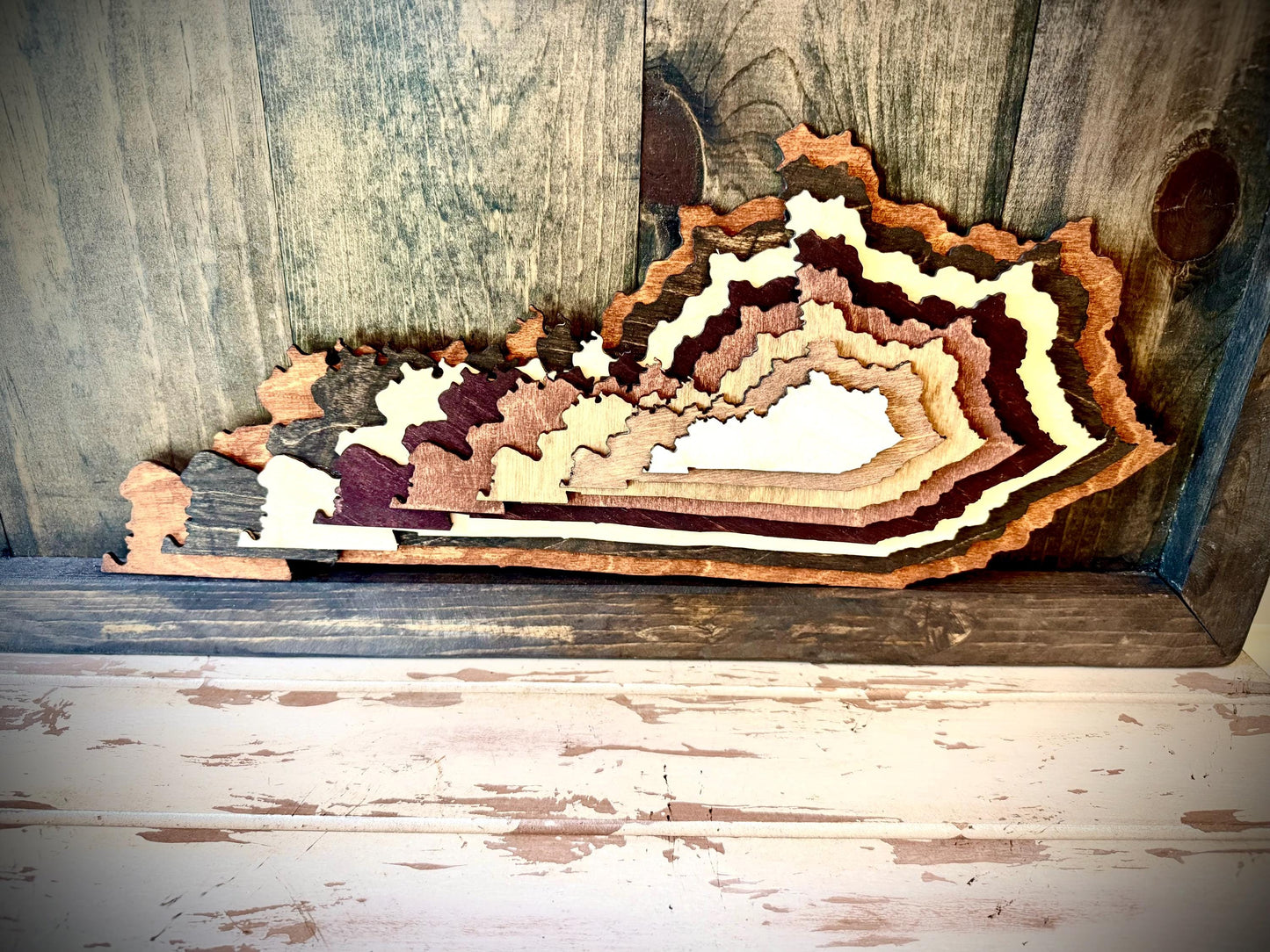 Kentucky Stacked State 3D Wood Table & Wall Art | Multi-Color
