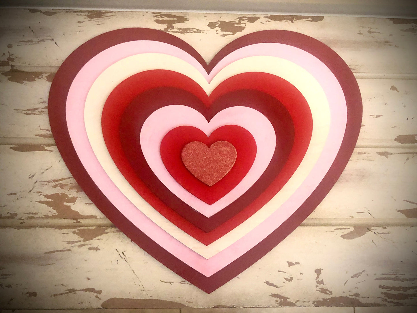 Stacked Heart 3D Wood Decoration | Multi-Color | Valentine's Day Gift
