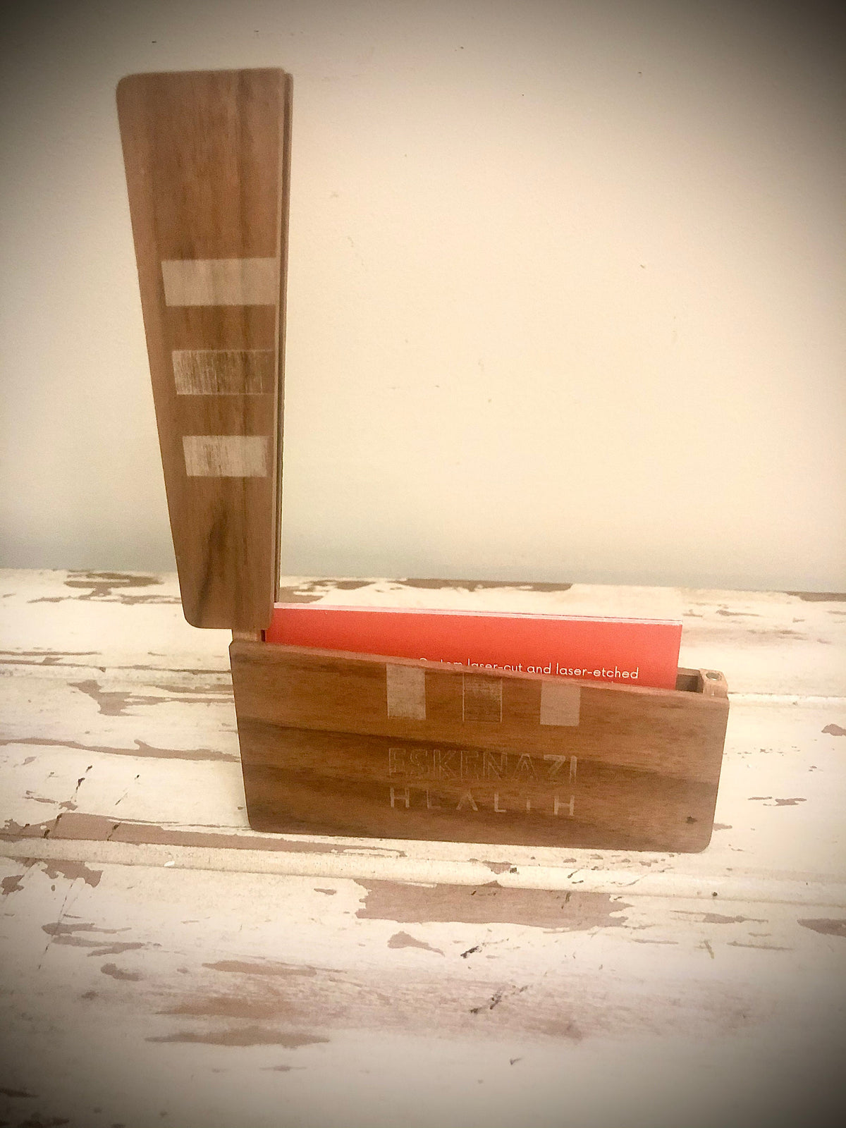 Custom Monogram or Logo Wood Business Card Case | Horizontal Orientation