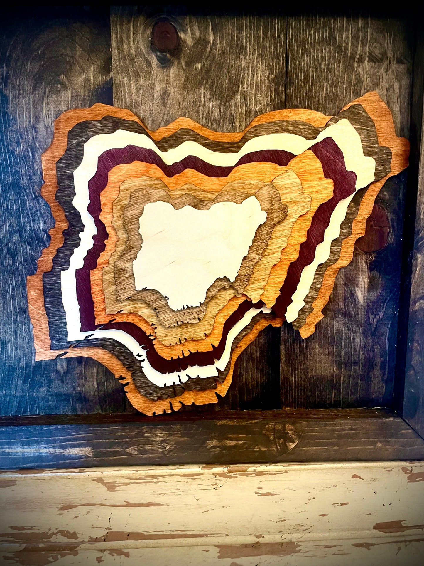 Nigeria Stacked 3D Wood Table & Wall Art | Multi-Color