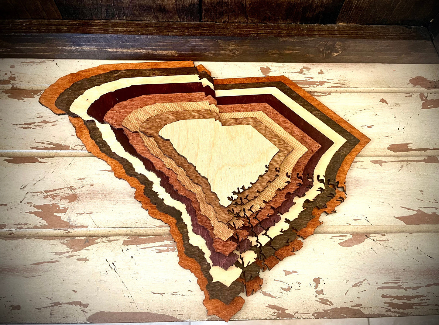 South Carolina Stacked State 3D Wood Table & Wall Art | Multi-Color