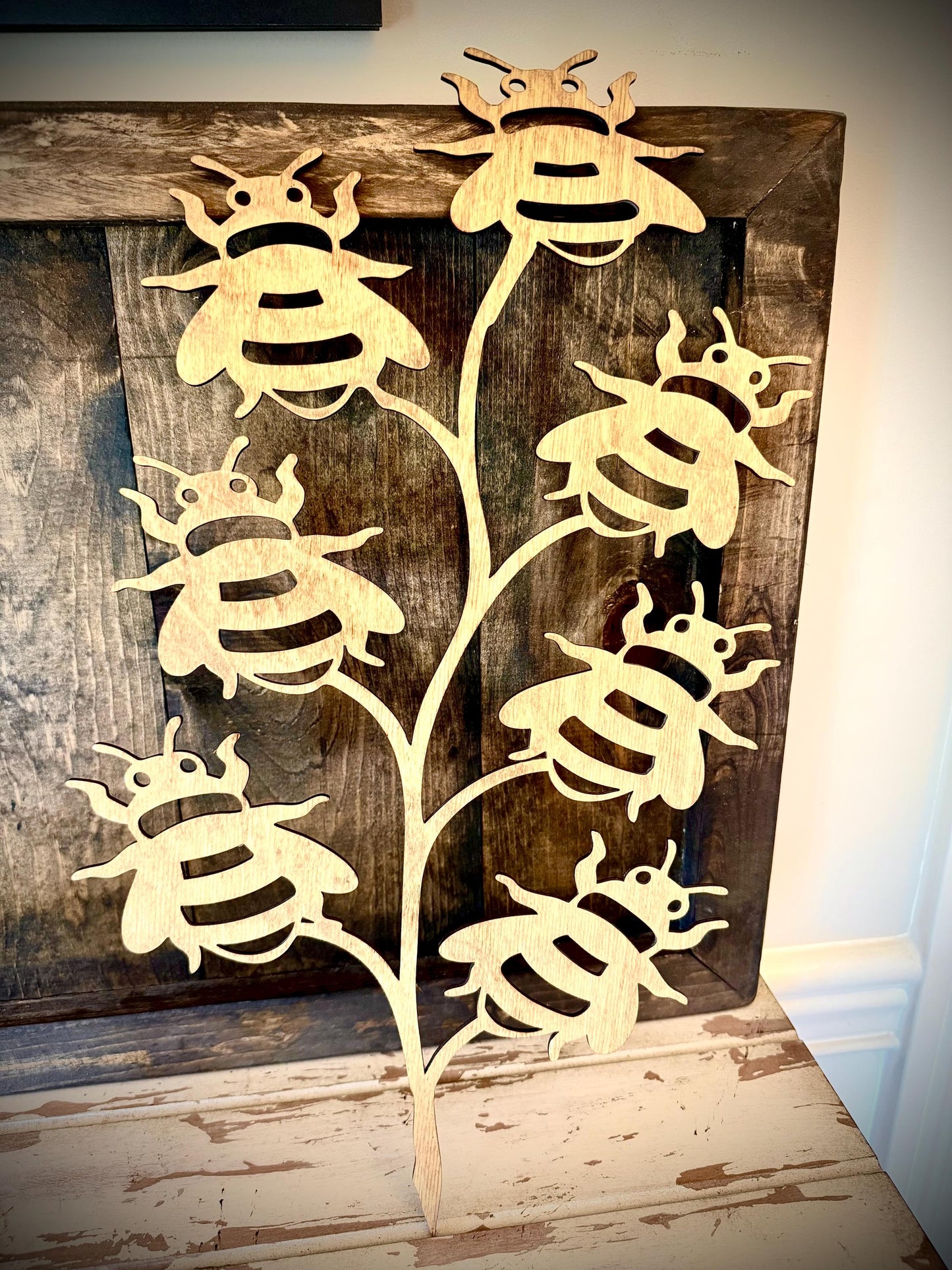 GIANT 18" x 10.5" Bumblebee Boho Indoor Plant Trellis | Multiple Finishes