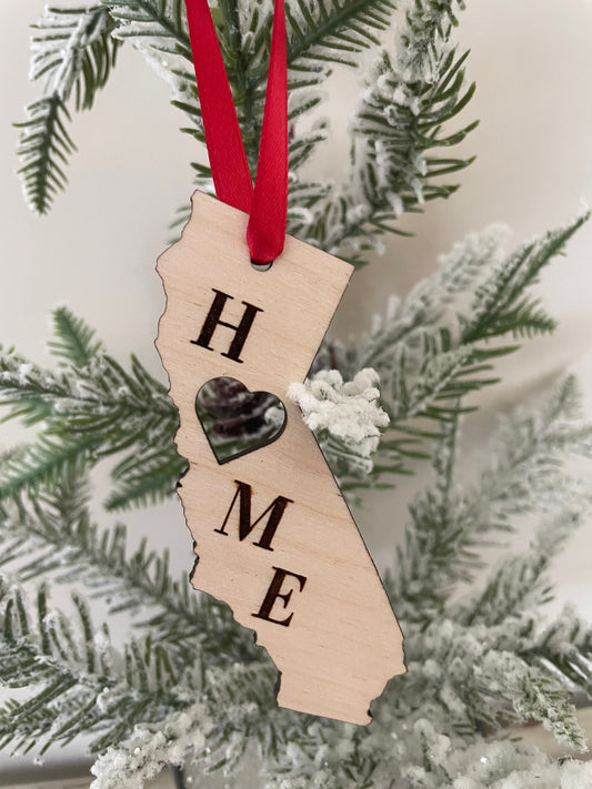 California HOME Wood Ornament & Gift Tag | 12 Finishes | State Pride Gift