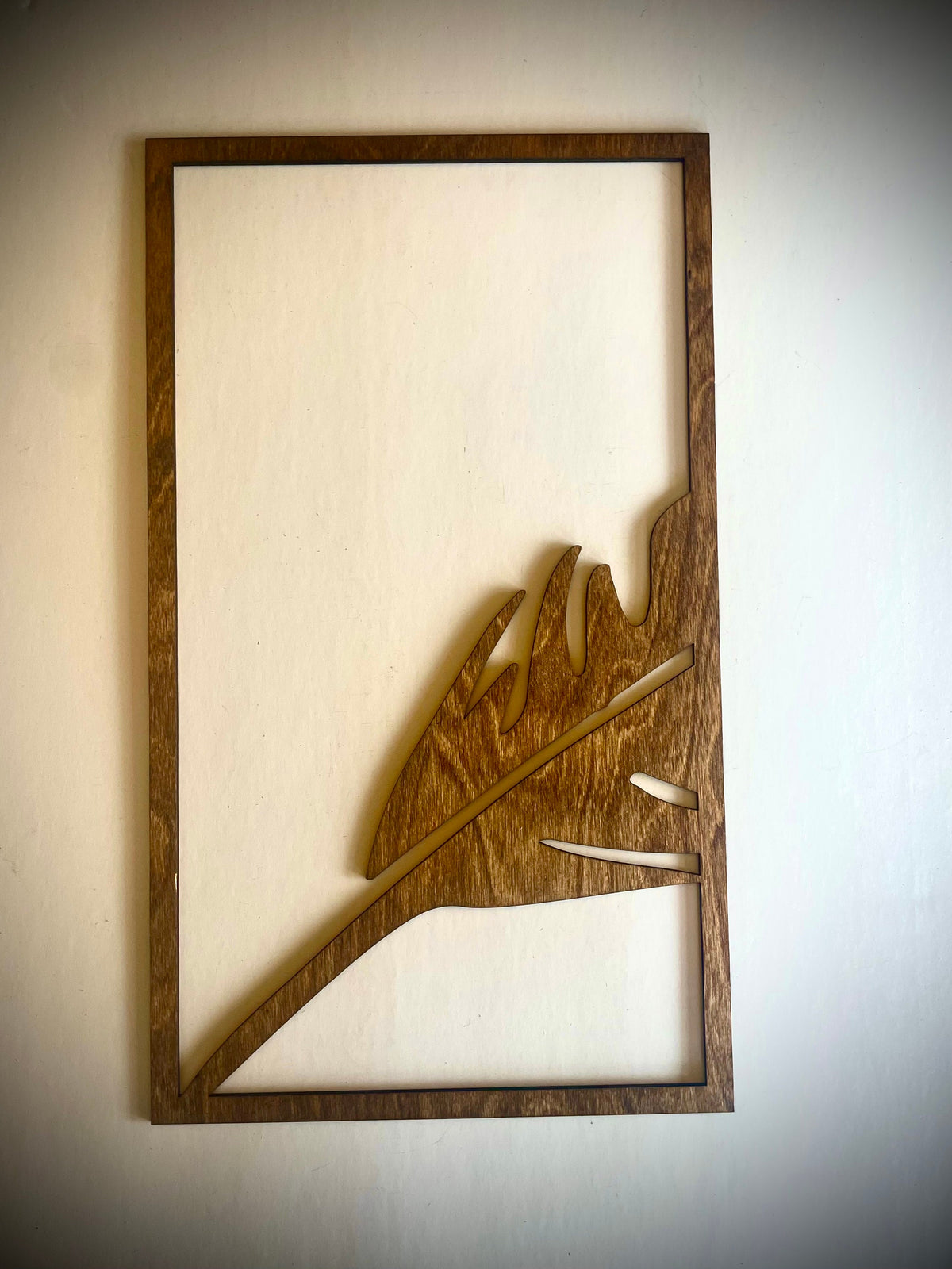 Feather 3-piece decorative wall panel set, detail view of left feather panel