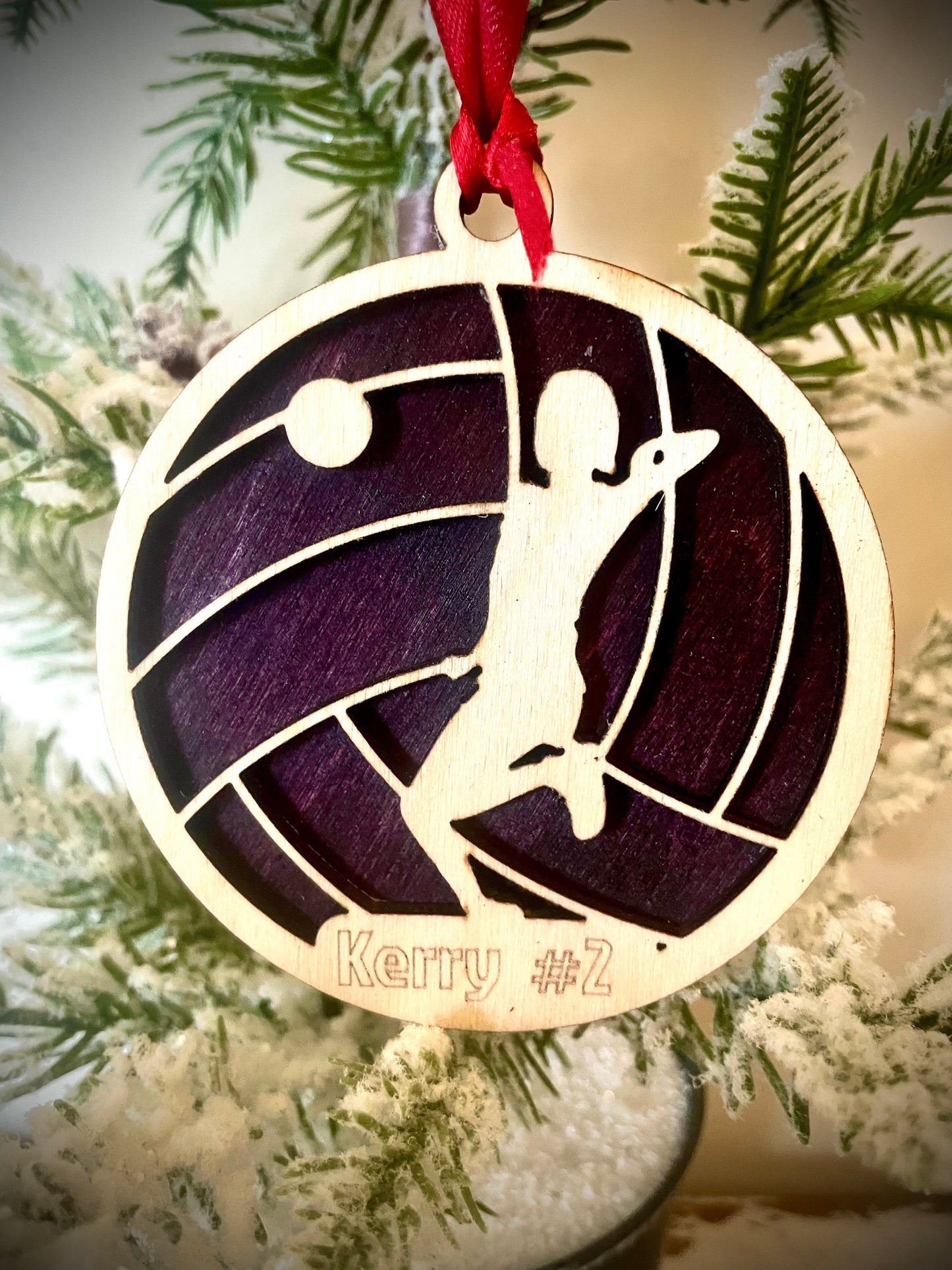 Volleyball Player Personalized 2-Layer Wood Christmas Ornament & Gift Tag | Multiple Finishes | Volleyball Gift (#6)