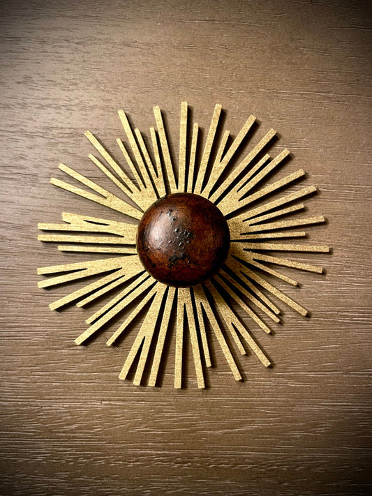 Boho Modern Art Deco Abstract Art Deco wood drawer knob or pull accent in natural or 14 other finishes.  2 pieces. Set AB