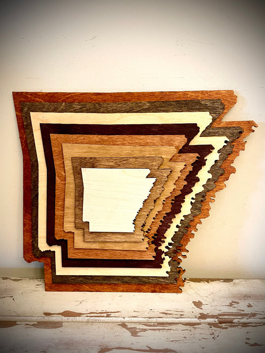 Arkansas Stacked State 3D Wood Table & Wall Art | Multi-Color