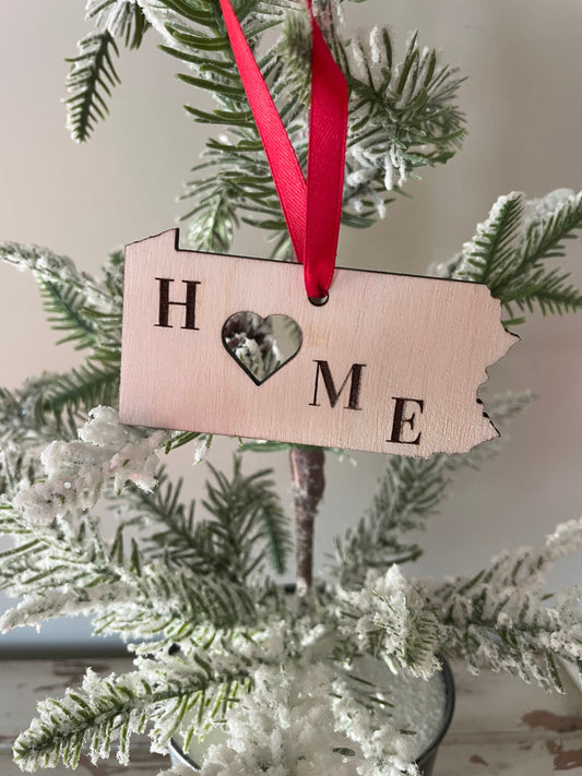 Pennsylvania HOME Wood Ornament & Gift Tag | 12 Finishes | State Pride Gift