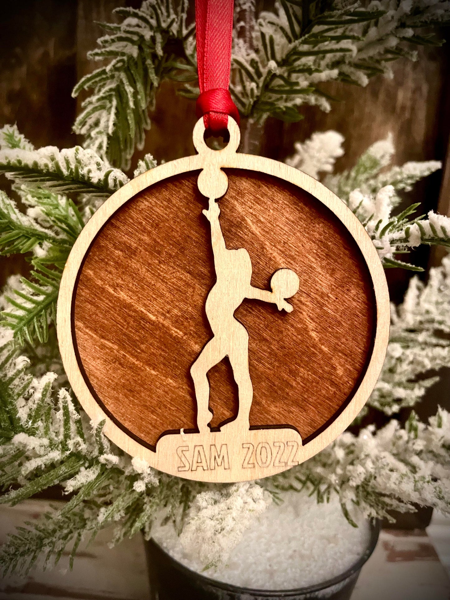 Gymnast Personalized 2-Layer Wood Christmas Ornament & Gift Tag | Multiple Finishes | Gymnastics Gift (#5)