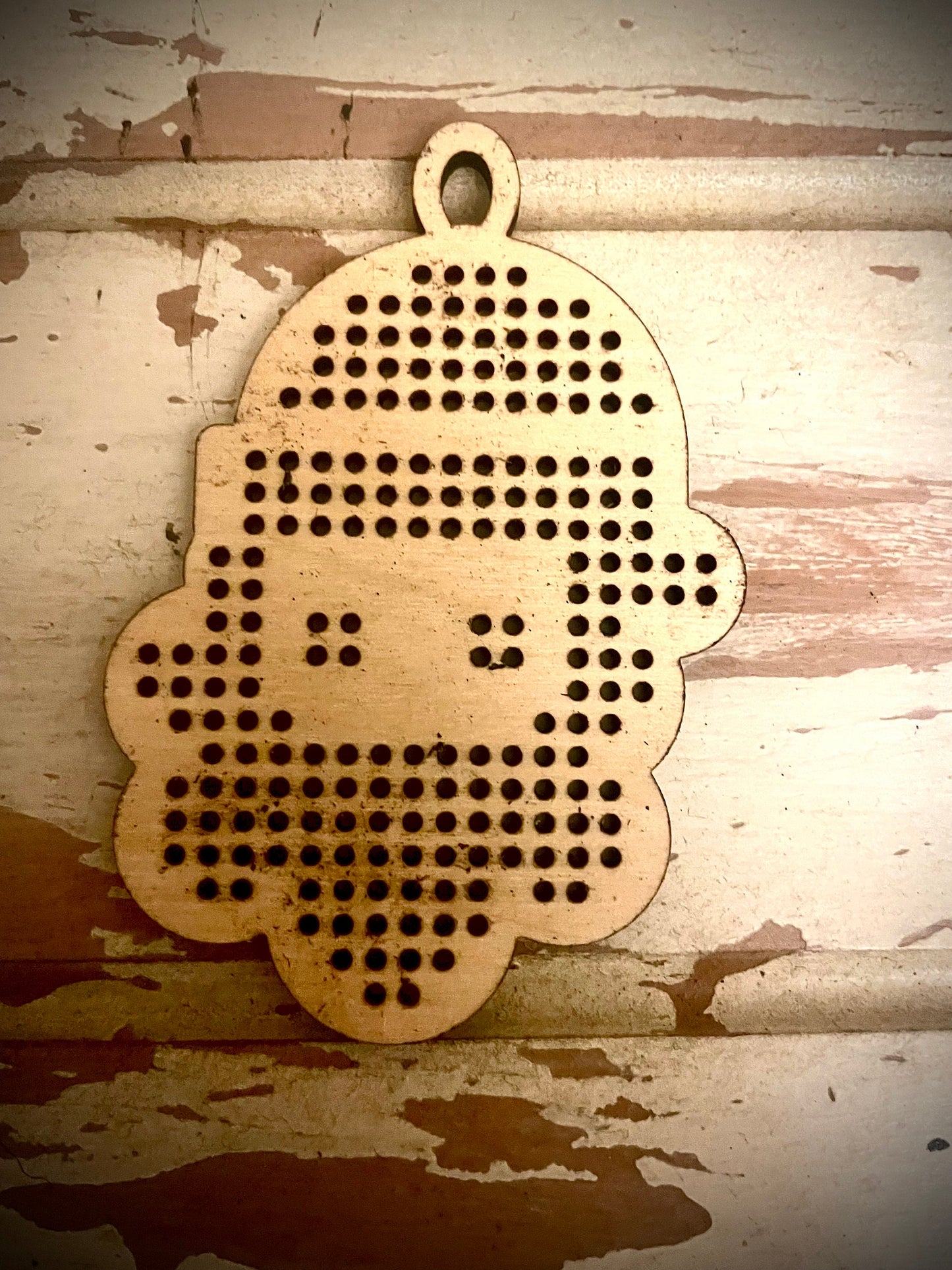 Cross Stitch Santa Claus Face Wood Christmas Ornament Blank | Assorted Quantities | Craft Supply
