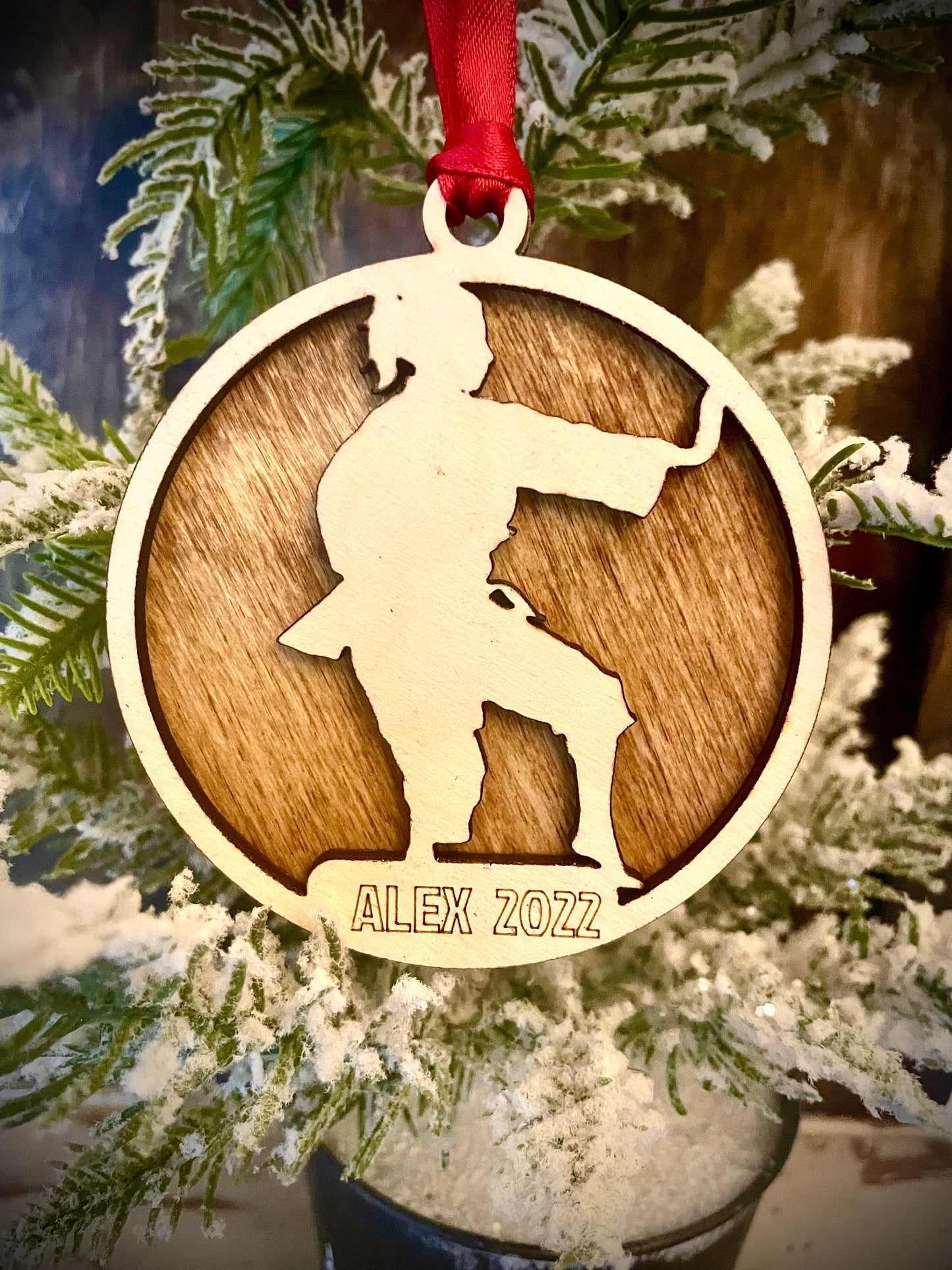 Martial Arts Karate Personalized 2-Layer Wood Christmas Ornament & Gift Tag | Multiple Finishes | Martial Arts Gift (#13)