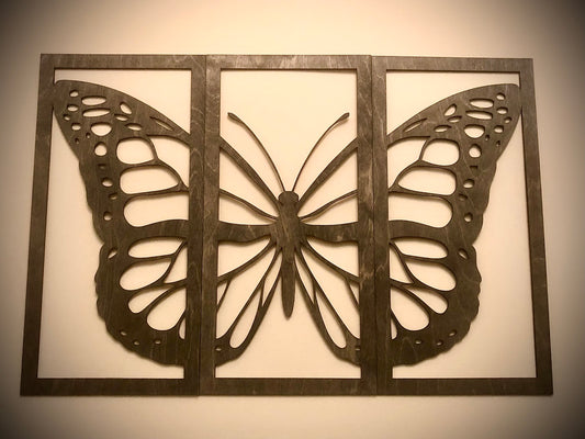 Butterfly Wood Wall Art | 3-Panel Set | Multiple Sizes & Finishes | Style 2