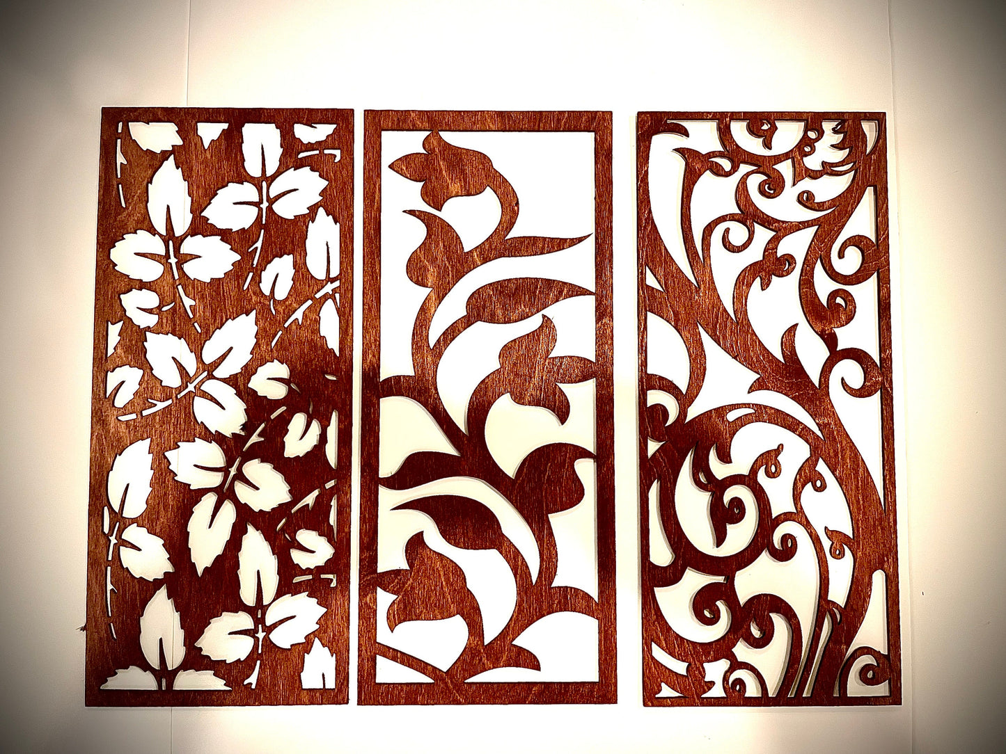 Eclectic Floral & Leaf Wood Wall Art | 3-Panel Set | Multiple Finishes