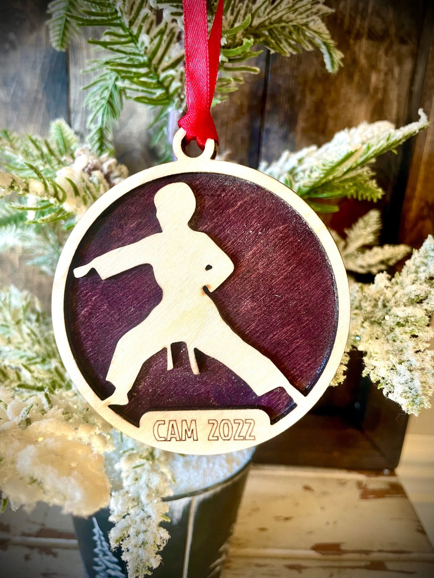 Martial Arts Karate Personalized 2-Layer Wood Christmas Ornament & Gift Tag | Multiple Finishes | Martial Arts Gift (#15)