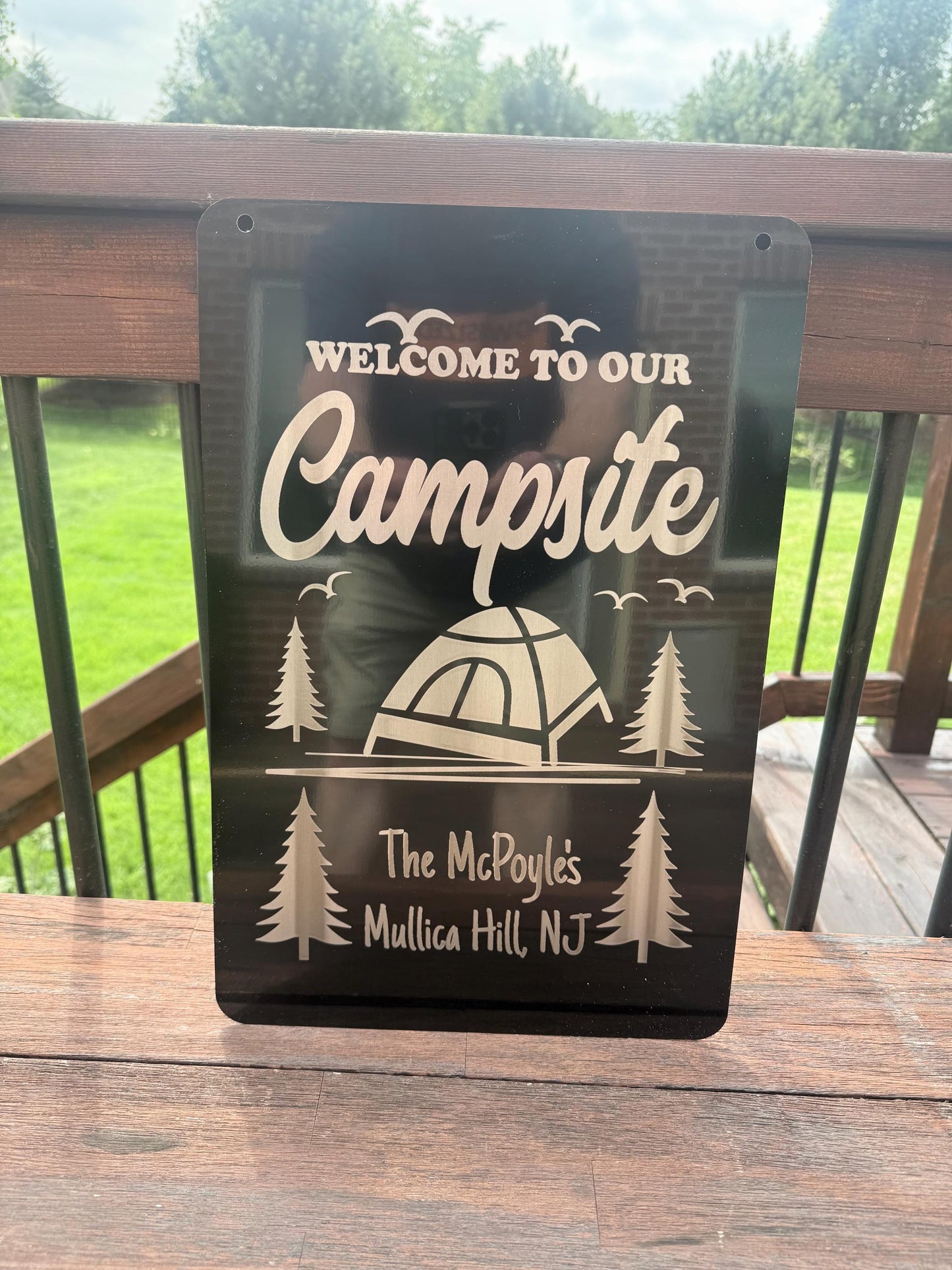 Custom Campsite Welcome Aluminum Garden Flag Sign | RV, Trailer & Tent | Double-Sided Weatherproof