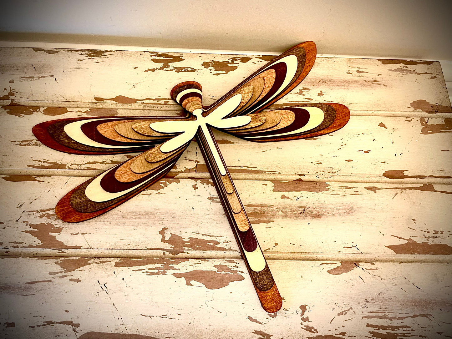 Stacked Dragonfly 3D Wood Table & Wall Art | Multi-Color